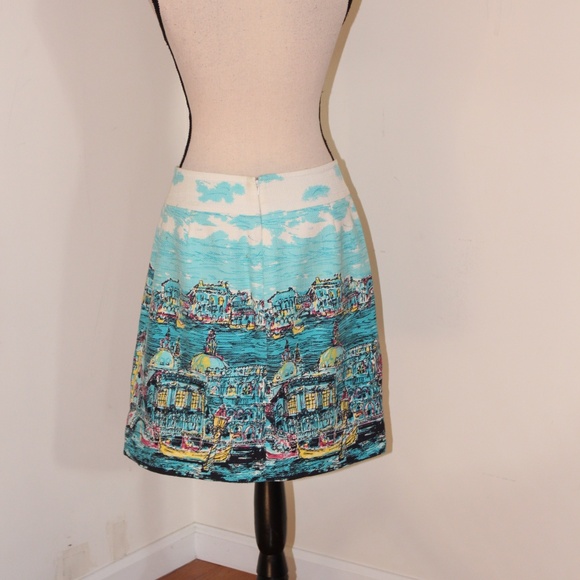 Talbots, Venice Italy Canal Cityscape Scene Textured skirt - Picture 5 of 10